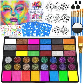 42 Colors Face Painting Kit, Water Activated Face & Body Paint Set in Kuwait