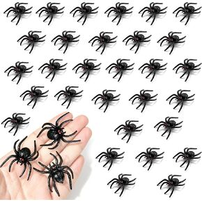 30 Pcs Plastic Fake Spiders - Black Realistic Halloween Spiders with Red Eyes, Small Spider Decorations for Halloween Party, Haunted House, Spider Web Decor Prank Props, Party Favors in Kuwait