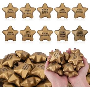 SHQDD 100PCS Stress Balls, Star Stress Balls for Adults & Kids - Motivational Quotes Soft Foam Stress Relief Squeeze Toys, Office Classroom Stress Relief Gifts, Student Prizes (Motivational,2.16 Inch) in Kuwait