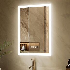 مرآة حمام LED مقاس 24 × 32 بوصة من GANPE مع مستشعر حركة ومكبر صوت بلوتوث، مرآة مكياج للتحكم باللمس مثبتة على الحائط، مقاومة للماء IP44 ومضادة للضباب عموديًا وأفقيًا in Kuwait