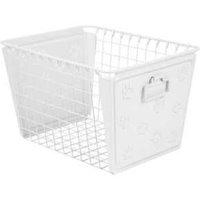 Spectrum Macklin Paws Medium Dog Toy Baskets for Holding Bones Toys Blankets Food & More, Chew Proof Wire Steel Bin with Cute Pawprint Design Cat & Dog Toy Baskets Home Decor, Industrial Gray in Saudi Arabia