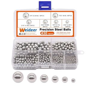weideer 430pcs Stainless Steel Precision Steel Balls Bicycle Bearing Balls Metal Mixing Balls Assortment Kit 1/4" 7/32" 3/16" 5/32" 1/8" 3/32" K-086-430 in Saudi Arabia