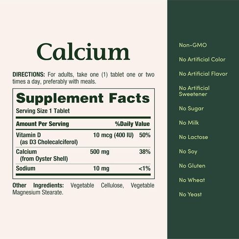 Nature's Bounty Calcium Plus 500 mg Vitamin D3, Immune Support & Bone Health, 300 Tablets in Kuwait