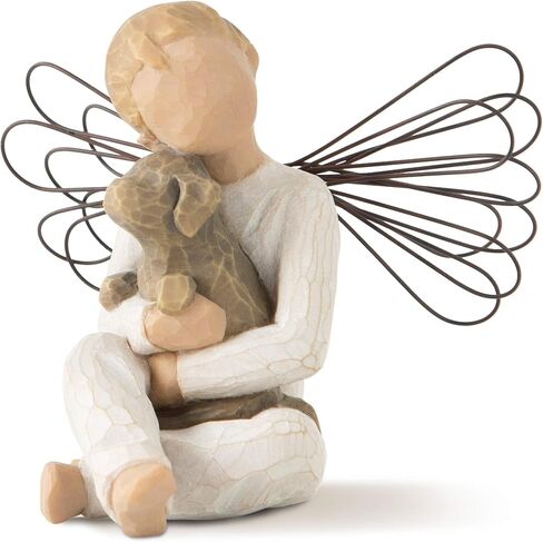 Willow Tree Angel of Friendship, for Those who Share The Spirit of Friendship, Angel carrying Dog as Reminder of Loyal Pets and Friends, Present and Past, Sculpted Hand-Painted Angel in Kuwait