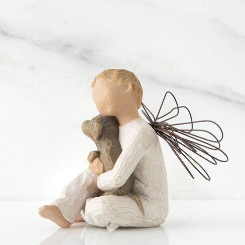 Willow Tree Angel of Friendship, for Those who Share The Spirit of Friendship, Angel carrying Dog as Reminder of Loyal Pets and Friends, Present and Past, Sculpted Hand-Painted Angel in Kuwait