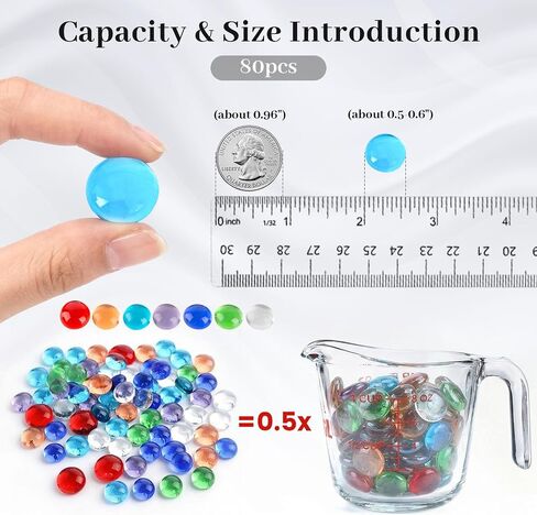 FUTUREPLUSX 80PCS Mini Flat Glass Marbles, Vase Fillers Beads 0.5 Inch in Kuwait