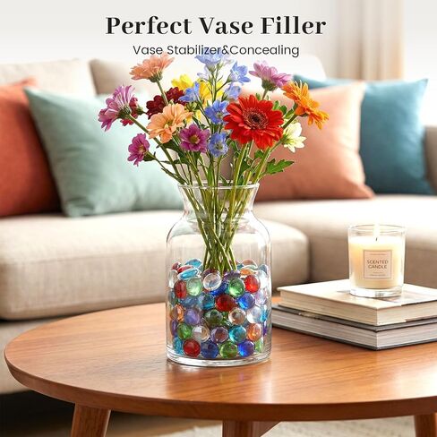 FUTUREPLUSX 80PCS Mini Flat Glass Marbles, Vase Fillers Beads 0.5 Inch in Kuwait