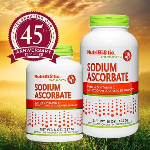 NutriBiotic - Sodium Ascorbate Buffered Vitamin C Powder, 8 Oz | Vegan, Non Acidic & Easier on Digestion Than Ascorbic Acid | Essential Immune Support & Antioxidant Supplement | Gluten & GMO Free in Kuwait
