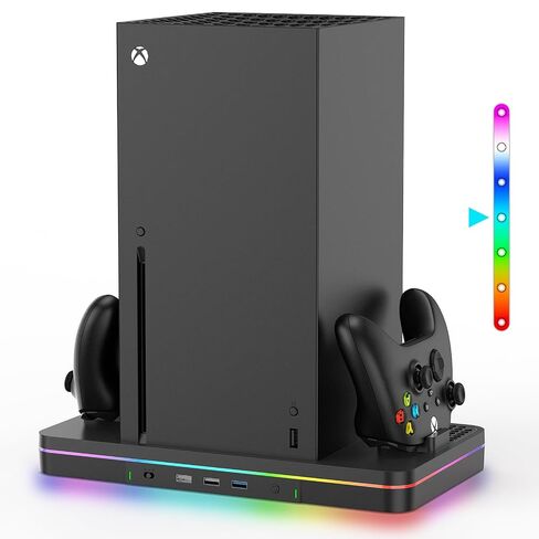 CODOGOY Vertical Charging Stand with Cooling Fan, Compatible with Xbox Series X/S Console and Controller, Dual Controller Charger Station Dock Accessories with 3 USB Ports in Saudi Arabia