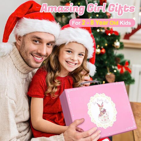 Wooden Tea Party Set for Little Girls, Toddler Girl Gifts Princess Tea Time Toys, Wooden Tea Set Food Dessert, Kids Kitchen Pretend Play, Birthday Valentines Day Gifts for Girls Age 2-5 Years Old in Saudi Arabia