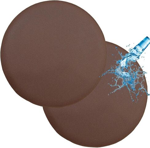 ANWUCHEN Stool Covers, 2 Pack Waterproof PU Leather Bar Stool Covers with Elastic Bands, Anti-Slip Seat Cover for 13-14 Inch Round Chair (Coffee) in Kuwait