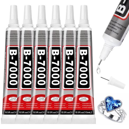 6 PCS 15ml B7000 Rhinestone Glue Clear for Bedazzling with Precision Tip in Saudi Arabia