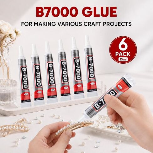 6 PCS 15ml B7000 Rhinestone Glue Clear for Bedazzling with Precision Tip in Saudi Arabia