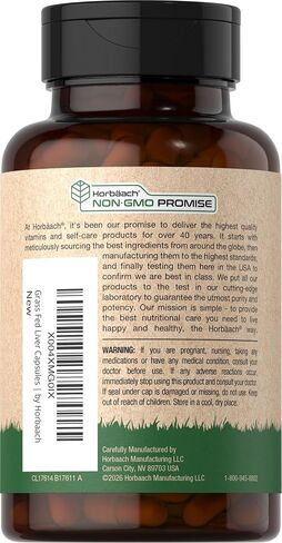 Grass Fed Beef Liver Supplement | 4500mg | 90 Capsules | Desiccated, Pasture Raised, Grain Free, Non-GMO | by Horbaach in Kuwait