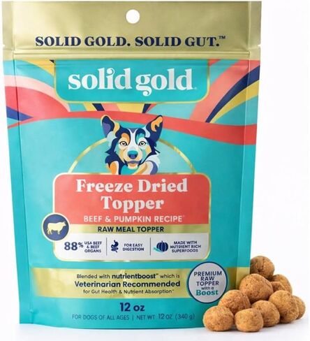 Solid Gold Freeze Dried Dog Food Topper & Treats, Beef, Picky Eaters, 1.5oz in Kuwait
