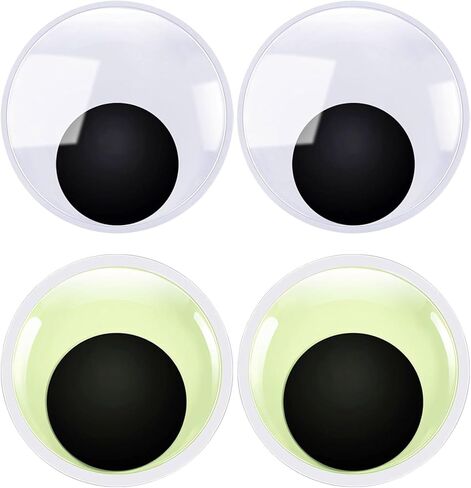 4 Pack Glow in The Dark Giant Googly Eyes, 7 Inch Large Googly Eyes, Jumbo Big Googly Eyes for Halloween Decorations, Luminous Wiggle Eyes for DIY Crafts in Saudi Arabia