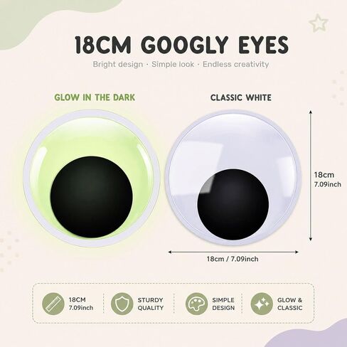 4 Pack Glow in The Dark Giant Googly Eyes, 7 Inch Large Googly Eyes, Jumbo Big Googly Eyes for Halloween Decorations, Luminous Wiggle Eyes for DIY Crafts in Saudi Arabia