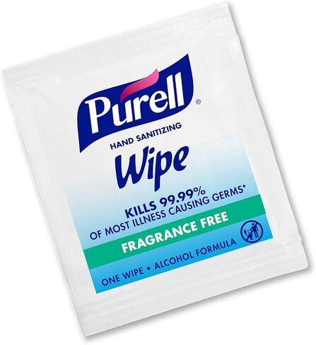 GOJO: مناديل معقمة لليدين من PURELL، 5 × 7، 100/صندوق -:- تباع في عبوتين من - 100 - / - إجمالي 200 لكل منهما in Kuwait