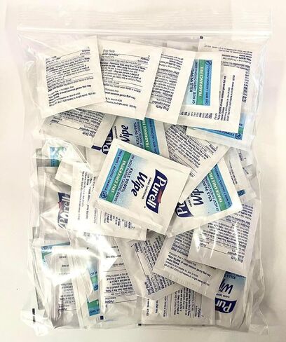 GOJO: مناديل معقمة لليدين من PURELL، 5 × 7، 100/صندوق -:- تباع في عبوتين من - 100 - / - إجمالي 200 لكل منهما in Kuwait