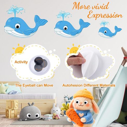 Googly Eyes Self Adhesive, Large Googly Eyes, Giant Wiggle Googly Eye for Crafts, Fake Plastic Black Big Sticky Eyes Eyeball Stickers for Halloween Pumpkin DIY Crafts Decoration (2" 3“ 4" Set of 6) in Saudi Arabia
