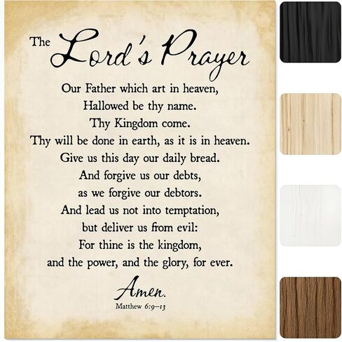 The Lords Prayer - Christian Wall Decor Print, Parchment Paper Bible Inspirational Wall Art Print, Vintage Faith Gift For Living Room Decor Aesthetic, Home Decor, Office Decor, Church, Unframed - 8x10 in Saudi Arabia
