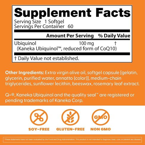 Doctor's Best Ubiquinol with Kaneka QH, Non-GMO, Gluten Free, Soy Free, Heart Health, 100 mg, 60 Softgels in Saudi Arabia