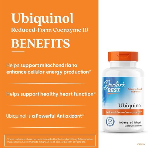 Doctor's Best Ubiquinol with Kaneka QH, Non-GMO, Gluten Free, Soy Free, Heart Health, 100 mg, 60 Softgels in Saudi Arabia
