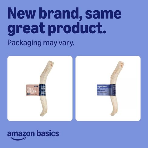 Amazon Basics Dog Deer Antler Chew, Naturally Shed, Whole, Large 8-9.5 inches, Long Lasting for Aggressive Chewers, Best for Dogs 30-45 lbs, 3.20 Ounce (Pack of 1) (Previously Wag) in Kuwait