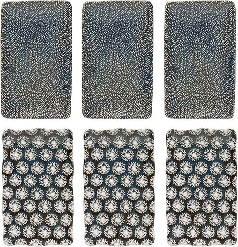 Creative Co-Op Small Stoneware (Set of 3 Patterns) Bowls, Navy in Saudi Arabia