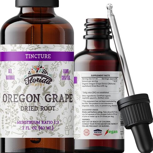 Oregon Grape Tincture, Organic Oregon Grape Extract (Mahonia aquifolium) - Non-GMO in Cold-Pressed Organic Vegetable Glycerin 2 oz in Kuwait