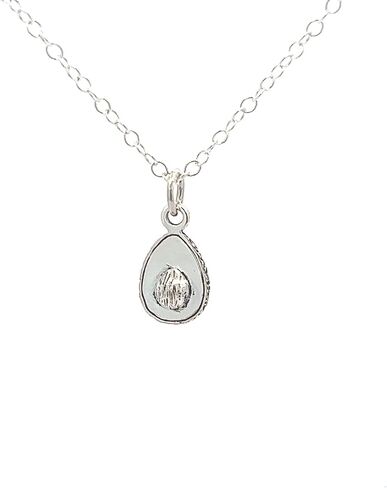Small Avocado 3-D Sterling Silver Charm Necklace Fruit Tree Guacamole (Average Length 17-18"-TINY Charm) in Saudi Arabia