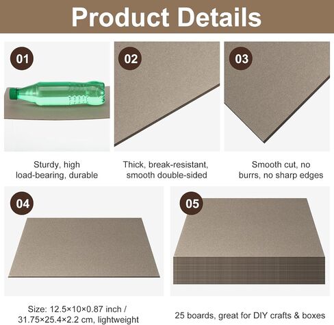 MySHUCE Book Board 25 Sheets 12.5x10 Inch 2 mm 80 PT Chipboard Sheets in Saudi Arabia