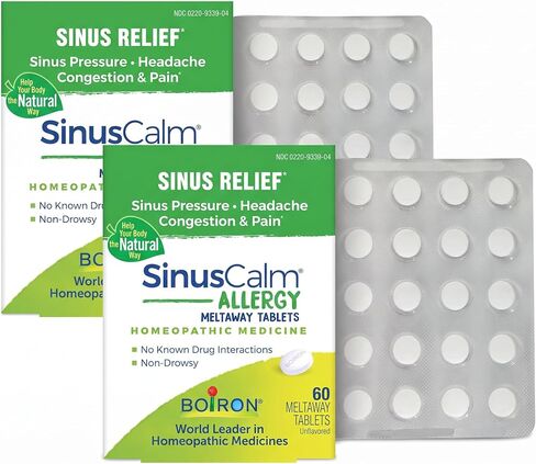 أقراص Boiron SinusCalm للحساسية لتخفيف ضغط الجيوب الأنفية أو صداع الجيوب الأنفية أو احتقان الجيوب الأنفية والألم - 60 قرصًا in Kuwait