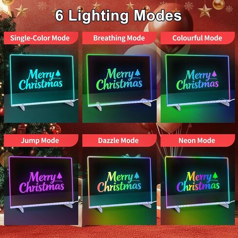 Led Drawing Board with 8 Colors, 13"x10" Acrylic Dry Erasee Board with 13 Light Effects, Glow Doodle Board Gifts for Kids for Halloween Christmas BirthdayGifts Presents, 2set Pen（7+9） in Kuwait