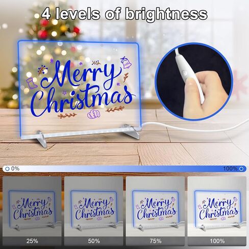 Led Drawing Board with 8 Colors, 13"x10" Acrylic Dry Erasee Board with 13 Light Effects, Glow Doodle Board Gifts for Kids for Halloween Christmas BirthdayGifts Presents, 2set Pen（7+9） in Kuwait