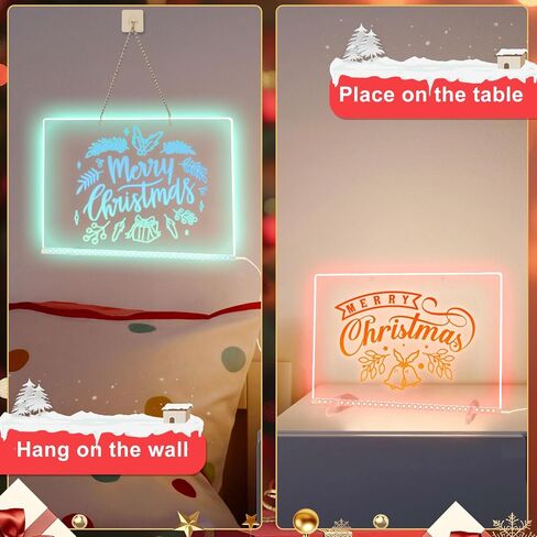 Led Drawing Board with 8 Colors, 13"x10" Acrylic Dry Erasee Board with 13 Light Effects, Glow Doodle Board Gifts for Kids for Halloween Christmas BirthdayGifts Presents, 2set Pen（7+9） in Kuwait