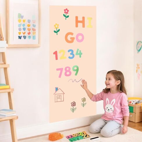Magnetic Wall Decal 47.2x17.5 Inch Milk Tea Color Magnetic Wall Decal Chalkboard Magnet Play Wall with Multiple Accessories for Home Playroom and Classroom in Saudi Arabia
