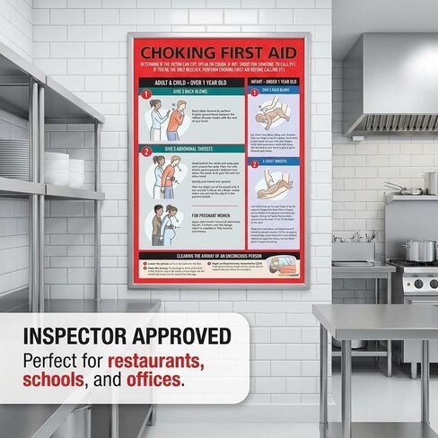 Safety Choking Victim Poster Measures 12" x 18", Choking First Aid Poster for Infants, Kids, Pregnants, and Adults, First Aid Guide Quick Reference Guide, Laminated by Ring Binder Depot in Kuwait