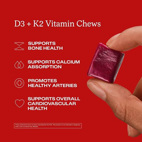 humanN Vitamin D3 Chews - High Potency Vitamin D3 5000iu (125mcg) Helps Support Healthy Mood, Immune Support, Respiratory Health & Bone Health, Mixed Berry Flavor, 30-Count in Kuwait