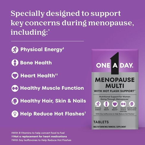 One A Day Women's Menopause Multivitamin, Addresses Menopause Symptoms Such As Hot Flashes and Mild Mood Changes, Vitamin A, Vitamin C, Vitamin D, and Zinc for Immune Health Support, 50 Count in Saudi Arabia