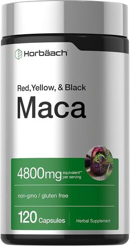 Maca Root Capsules | 120 Pills | High Potency Extract for Men and Women | Non-GMO and Gluten Free Formula | by Horbaach in Kuwait