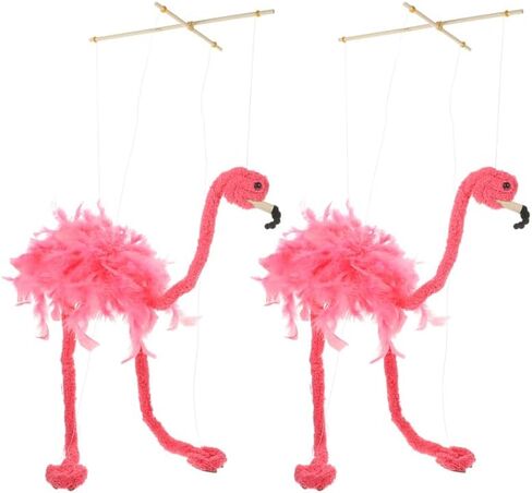2Pcs Pink Flamingo String Marionette Puppets, Plush Animal Puppet in Saudi Arabia