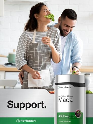 Maca Root Capsules | 120 Pills | High Potency Extract for Men and Women | Non-GMO and Gluten Free Formula | by Horbaach in Kuwait