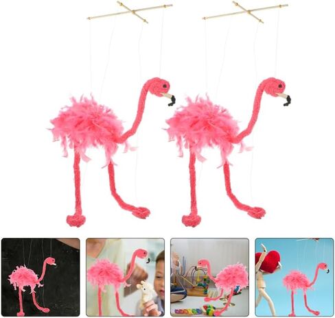 2Pcs Pink Flamingo String Marionette Puppets, Plush Animal Puppet in Saudi Arabia