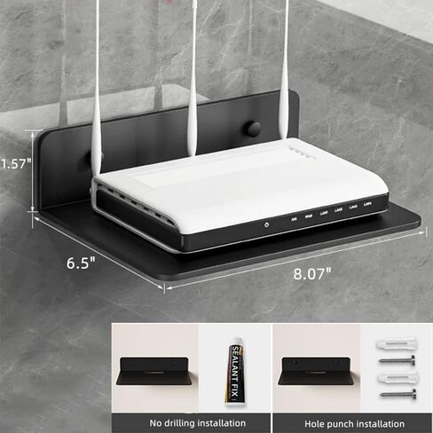 Floating Shelves Black,Metal Wall Shelf,12" Display Shelves for Wall Storage,Easily Expand Wall Space - Aluminum Hanging Shelves for Security Cameras, Baby Monitors, Speakers (1PC, Black) in Kuwait