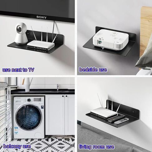Floating Shelves Black,Metal Wall Shelf,12" Display Shelves for Wall Storage,Easily Expand Wall Space - Aluminum Hanging Shelves for Security Cameras, Baby Monitors, Speakers (1PC, Black) in Kuwait