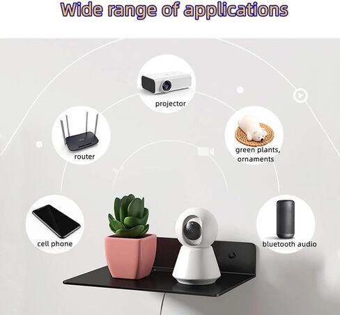 Floating Shelves Black,Metal Wall Shelf,12" Display Shelves for Wall Storage,Easily Expand Wall Space - Aluminum Hanging Shelves for Security Cameras, Baby Monitors, Speakers (1PC, Black) in Kuwait