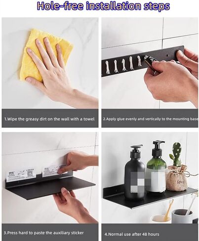 Floating Shelves Black,Metal Wall Shelf,12" Display Shelves for Wall Storage,Easily Expand Wall Space - Aluminum Hanging Shelves for Security Cameras, Baby Monitors, Speakers (1PC, Black) in Kuwait