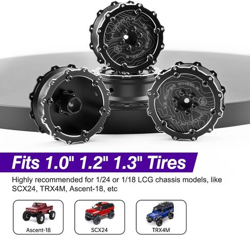 1.8" Beadlock Wheel for 1/18 1/24 RC Crawler, BK in Kuwait