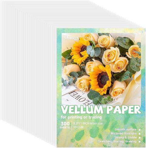 Oungy Vellum Paper, 300 Pcs, 8 X 11 Inch, 93 GSM Vellum Paper Printable in Saudi Arabia